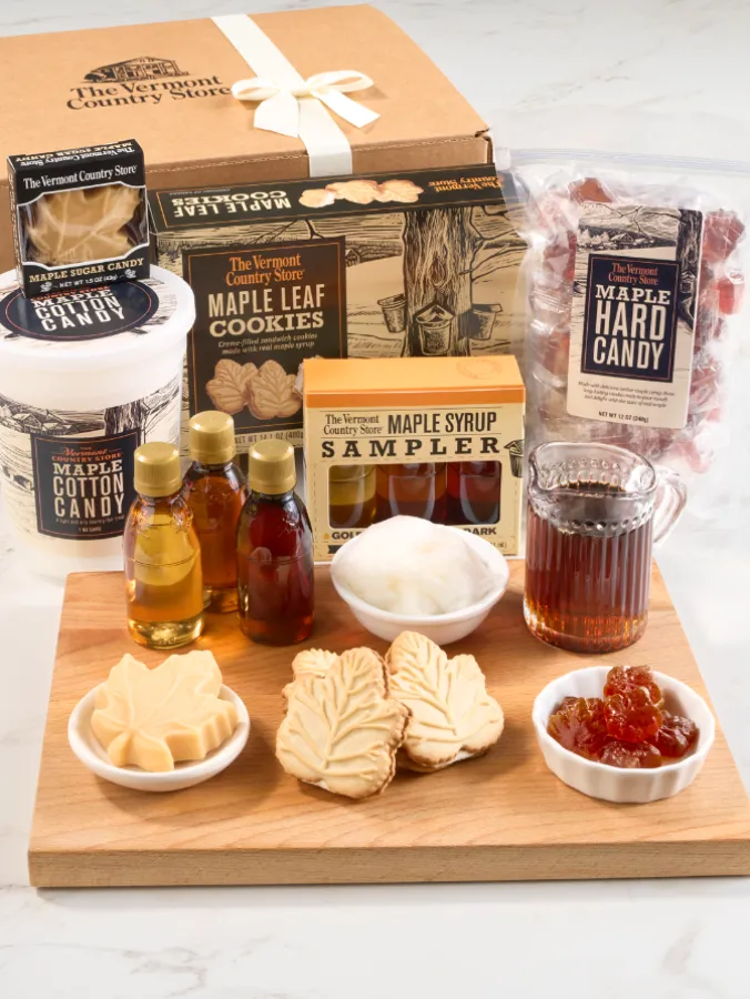 Maple Lovers Gift Box With Pure Vermont Maple Syrup, Cookies, Candy and Sweet Treats