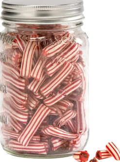 Mason Jar With Peppermint Straws