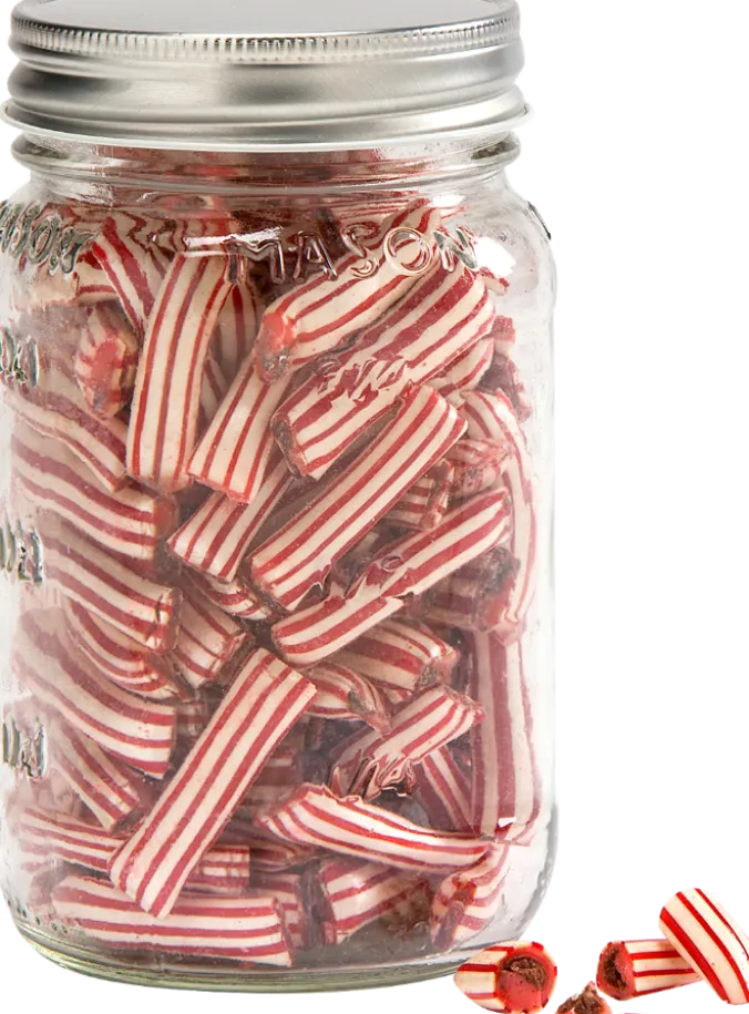 Mason Jar With Peppermint Straws