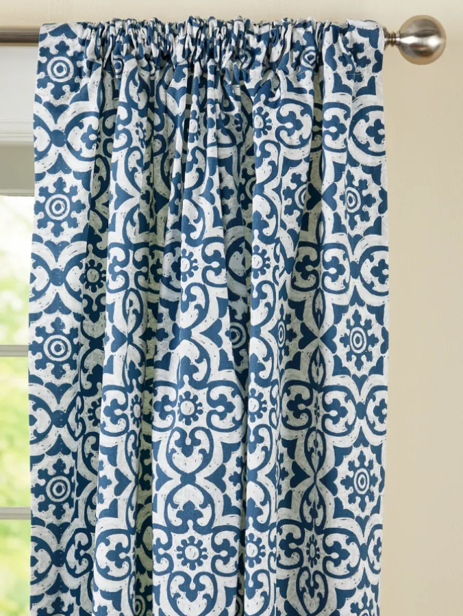 Medallion Medley Rod Pocket Curtains With Tiebacks