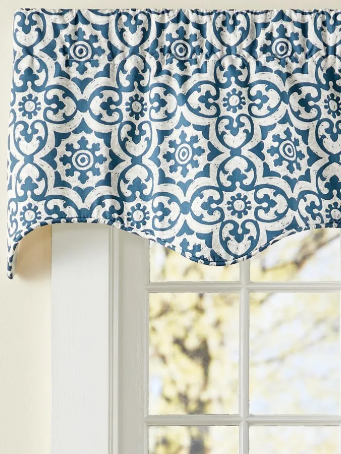 Medallion Medley Rod Pocket Scalloped Curtain Valance