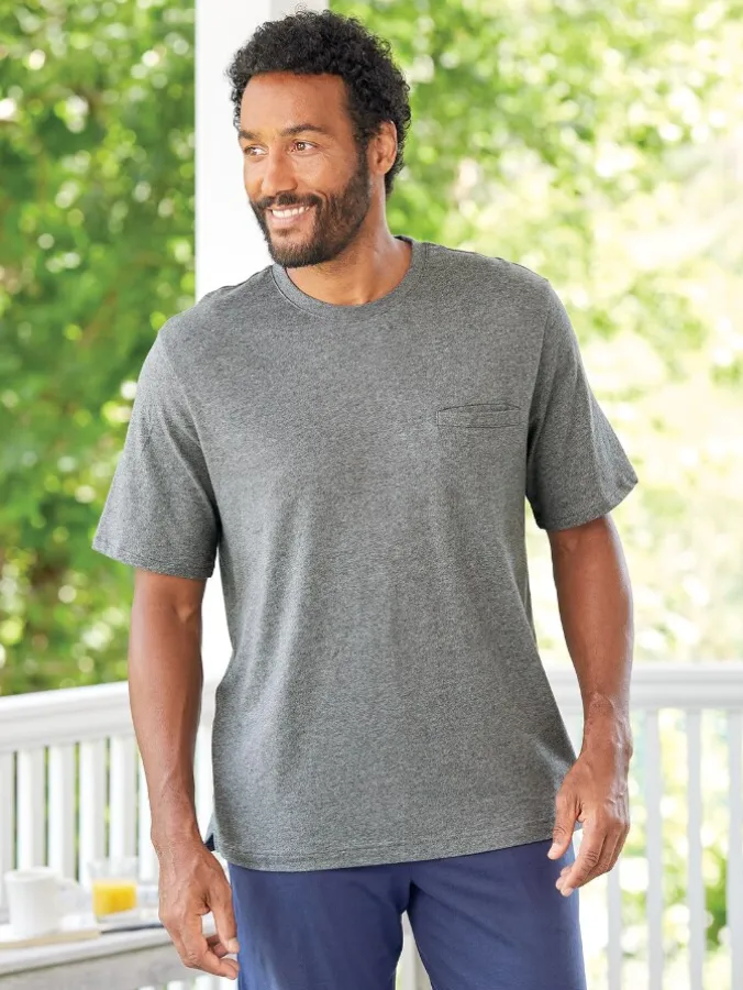 Men's and Women's Cotton Knit Crewneck Short-Sleeve Sleep Tee