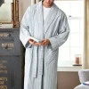 Men's Chambray Stripe Cotton Wrap Robe