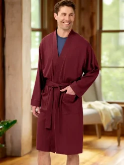Men's Comfort Knit Cotton Wrap Robe