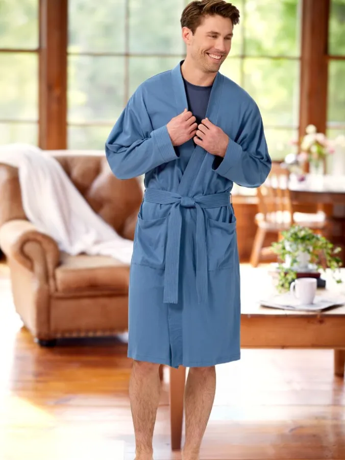 Men's Comfort Knit Cotton Wrap Robe