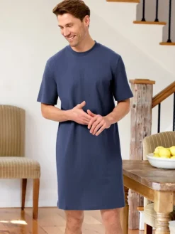 Men's Comfort Knit Crewneck Short-Sleeve Cotton Nightshirt