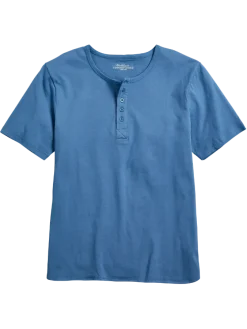 Men's Comfort Knit Henley Short-Sleeve Cotton Sleep T-Shirt