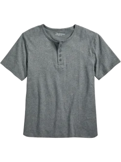 Men's Comfort Knit Henley Short-Sleeve Cotton Sleep T-Shirt
