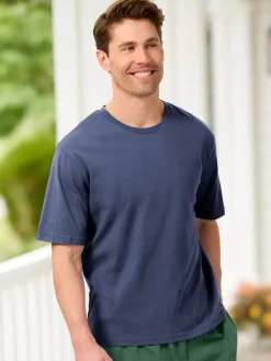 Men's Comfort Knit Short-Sleeve Cotton Crewneck Sleep T-Shirt