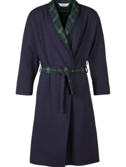Men's Flannel-Lined Jersey Knit Wrap Robe