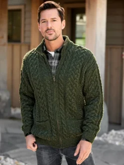 Men's Irish Wool Zip-Front Cardigan