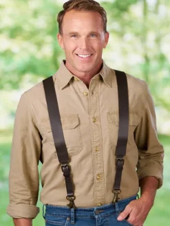 Men's Leather Suspenders, In Regular and Tall Sizes