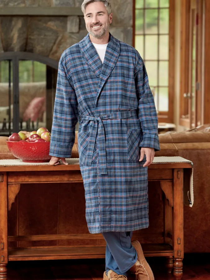Men's Orton Plaid Portuguese Flannel Wrap Robe