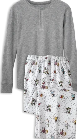 Men's Peanuts Snow Fun Flannel Sleep Pants and Henley Pajama Set