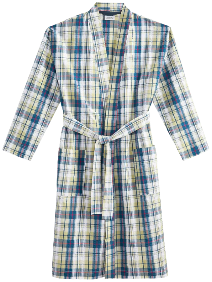 Men's Plaid Seersucker Robe