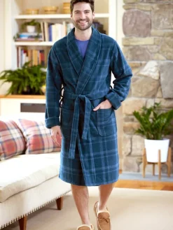 Men's Plush Plaid Fleece Robe