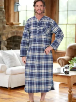 Men's Portuguese Cotton Flannel 54 Inch Nightshirt