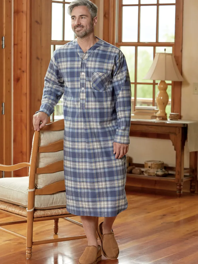 Men's Portuguese Cotton Flannel 47 Inch Nightshirt