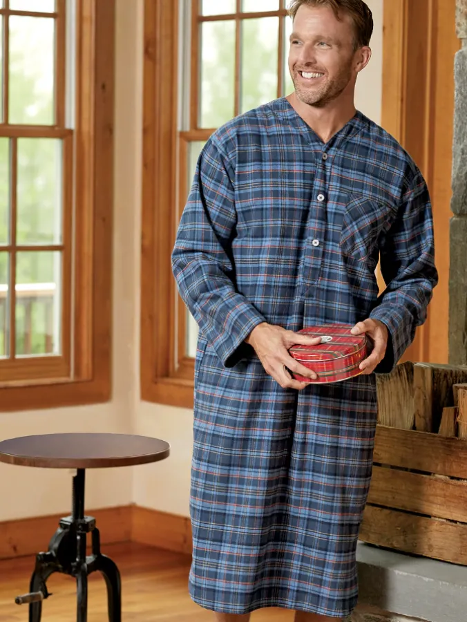 Men's Portuguese Cotton Flannel 47 Inch Nightshirt