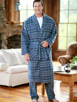 Men's Portuguese Cotton Flannel Wrap Robe