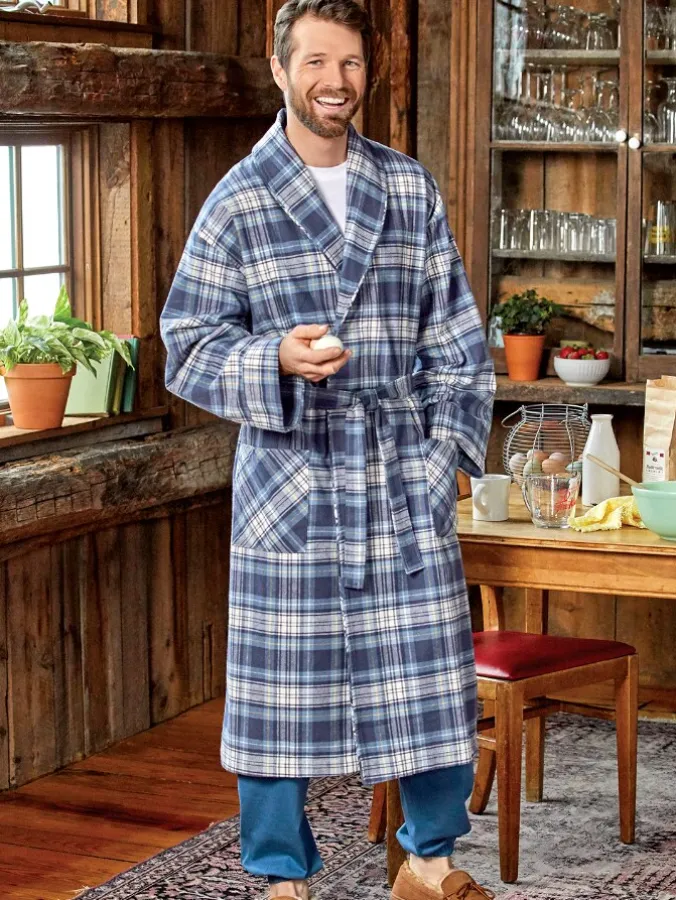 Men's Portuguese Cotton Flannel Wrap Robe