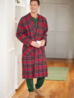 Men's Portuguese Cotton Flannel Wrap Robe