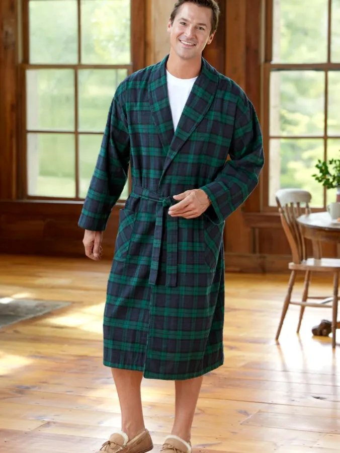 Men's Portuguese Cotton Flannel Wrap Robe