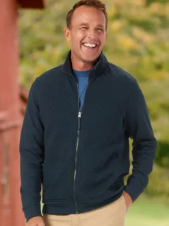 Men's Quilted Cotton Zip-Up Sweatshirt Jacket