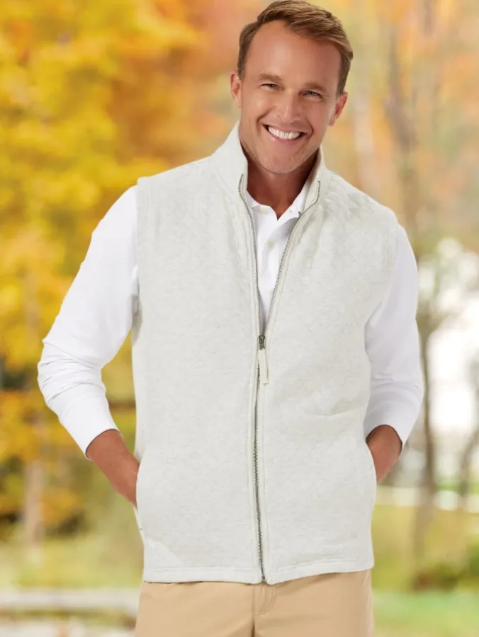 Men's Quilted Cotton Zip-Up Sweatshirt Vest