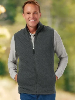 Men's Quilted Cotton Zip-Up Sweatshirt Vest
