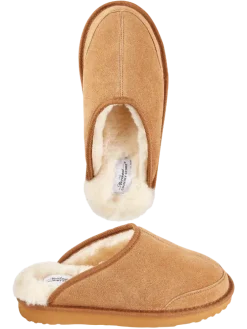Men's Shearling-Lined Scuff Slippers