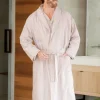 Men's Striped Yarn-Dyed Cotton Shawl-Collar Robe