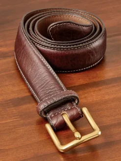 Men's Top-Stitch Bison Leather Belt