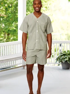 Men's Ultra-Light Cotton Voile Short Pajama Set