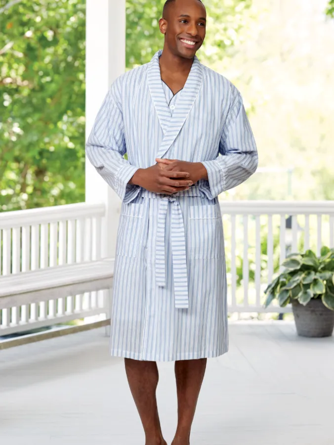 Men's Ultra-Light Cotton Voile Wrap Robe