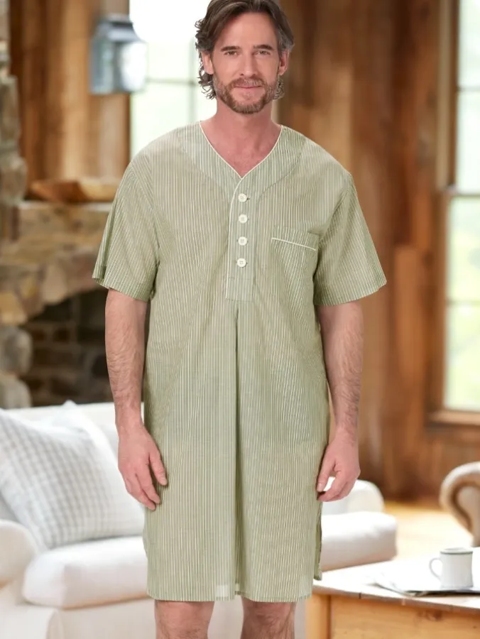 Men's Ultra-Light Cotton Voile Nightshirt