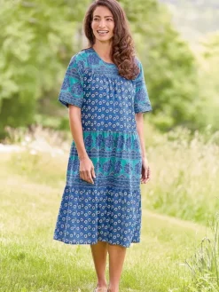 Mid-Calf Tiered Cotton Muumuu