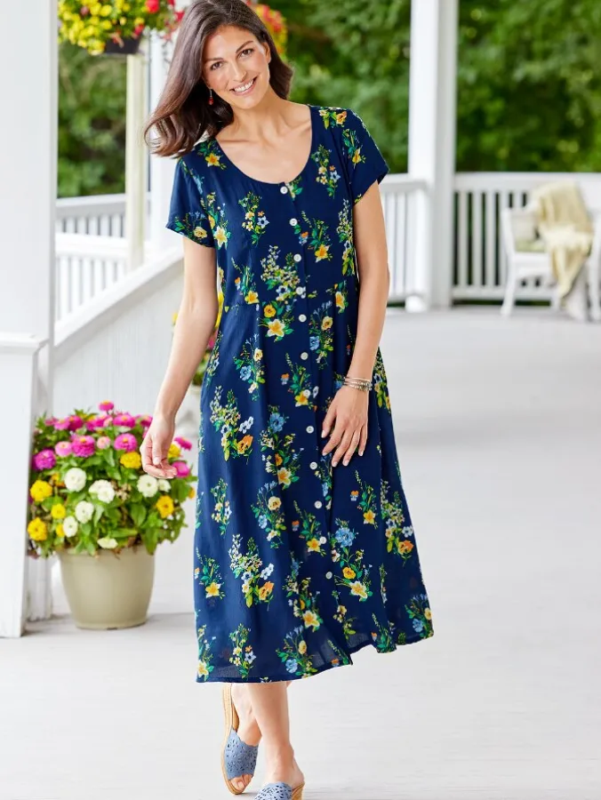 Midnight Garden Floral Midi Dress