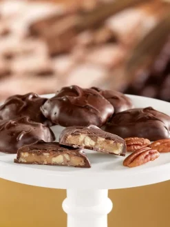 Milk or Dark Chocolate Pecan Caramel Patties, 12 Ounce Bag
