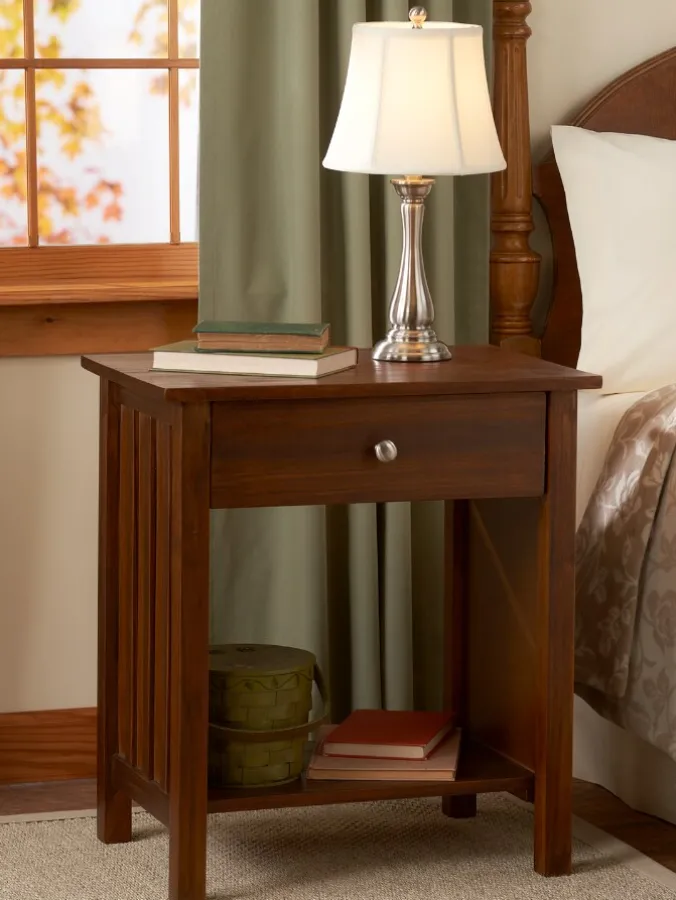 Mission Solid Wood End Table With USB Ports