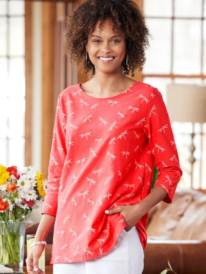 M.MAC® Dragonfly Scoop-Neck Cotton Knit Tunic