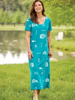 M.MAC Rock Fish Cotton Knit Ankle-Length Dress