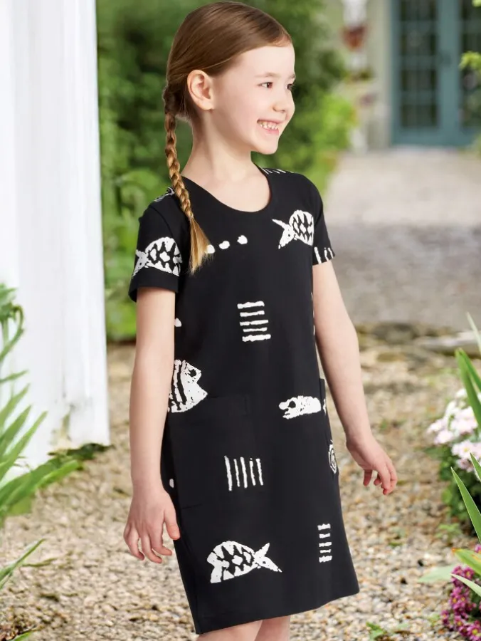 M.MAC® Rock Fish Cotton Knit Dress for Girls