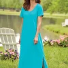 M.MAC Solid Color Cotton Knit Ankle-Length Dress