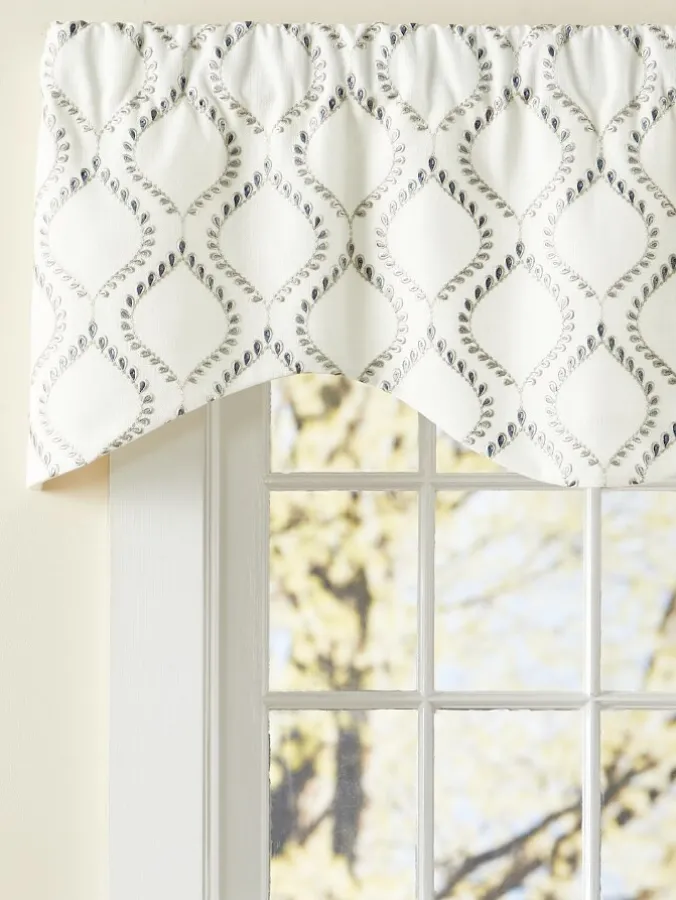 Modern Leaf Lined M-Shaped Rod Pocket Valance