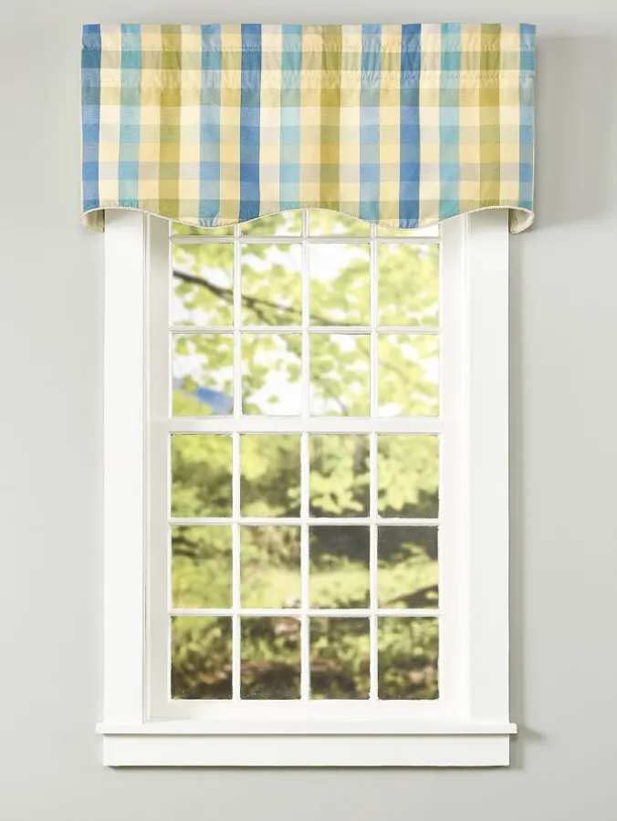 Moire Plaid Lined Rod Pocket Scalloped Valance by Country Curtains®