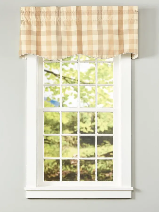 Moire Plaid Lined Rod Pocket Scalloped Valance by Country Curtains®