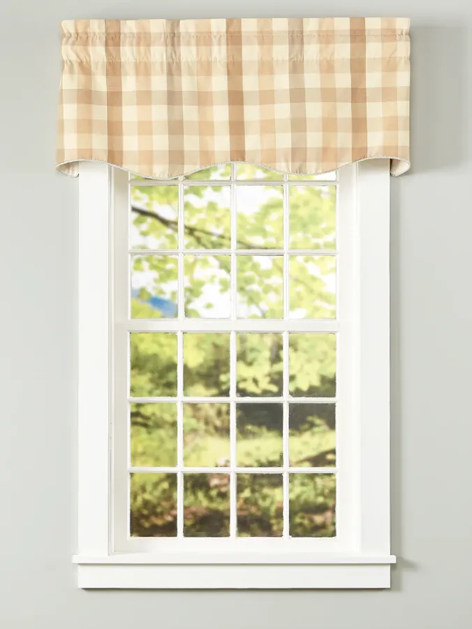 Moire Plaid Lined Rod Pocket Scalloped Valance by Country Curtains®