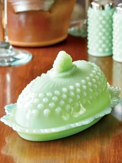 Mosser Fenton Hobnail Jadeite Butter Dish