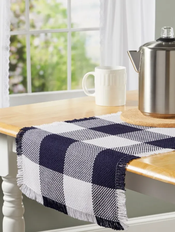 Mountain Weavers Buffalo Check Weave Cotton Table Runner